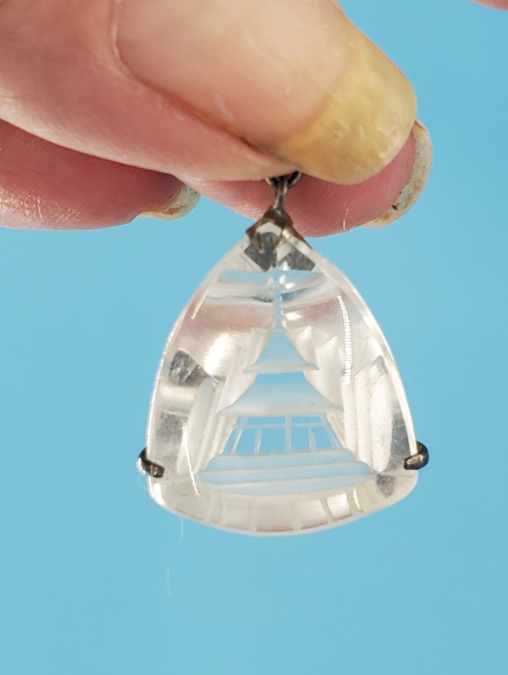 Vintage 50s Japanese pagoda intaglio jewelry set